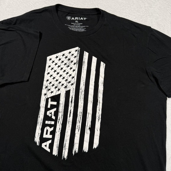 Ariat Other - Ariat Shirt Mens XL Black Short Sleeve USA Flag Graphic Tee Patriotic Cotton